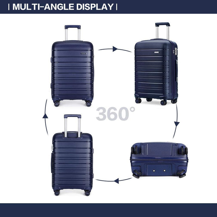 Kono Zwillingsrollen Reisekoffer TSA-Schloss 55cm Boardcase Trolley Koffer Polypropylen Hartschale R