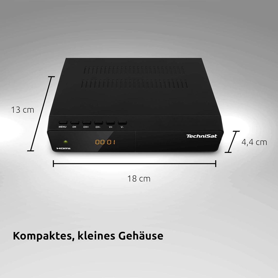 TechniSat HD-S 210 – Kompakter HD Satellitenreceiver (DVB-S/S2, HDMI, USB Mediaplayer, vorinstallier
