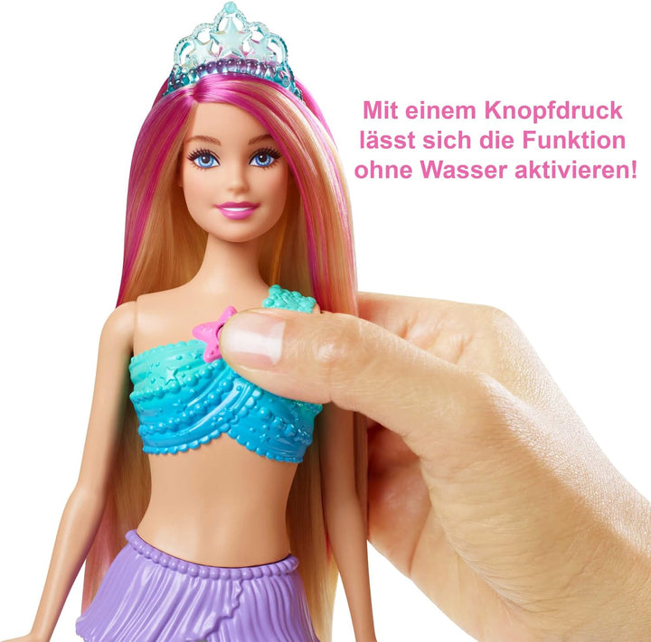 Barbie Dreamtopia Zauberlicht Meerjungfrau Puppe mit blonden Haaren, Barbiepuppe mit Meerjungfrauens