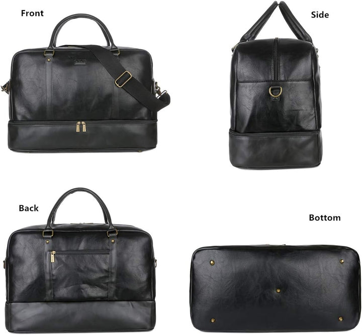 BAOSHA Gross Leder Reisetasche Handgepäck Travel Duffel Carry On Bag Weekender Tasche mit Schuhfach