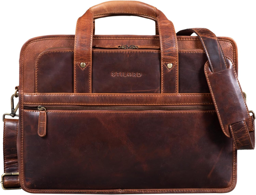 STILORD 'Yves' Aktentasche Herren Leder Arbeitstasche Dokumententasche 15,6 Zoll Laptoptasche Busine