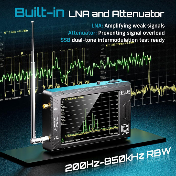 Seesii TinySA Ultra Spektrumanalysator, 2023 Aufgerüsteter Handheld-Frequenzanalysator 4,0'' 100kHz-