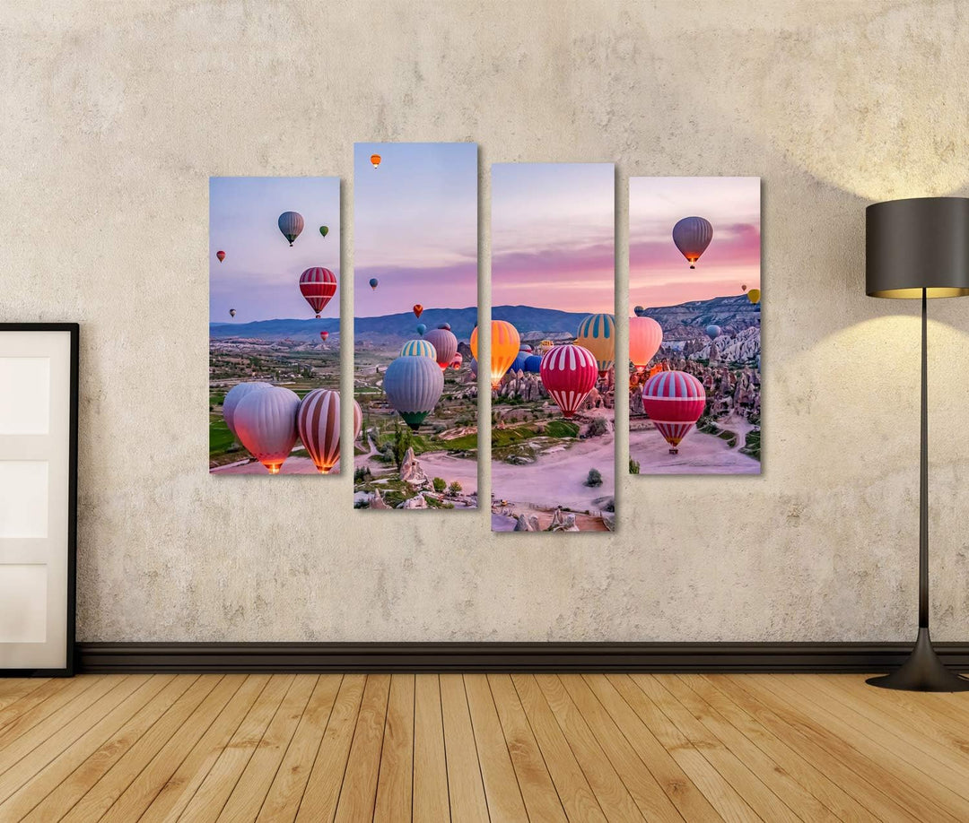 islandburner Bild auf Leinwand Bunte Heissluftballons Starten Im Goreme National Park Kappadokien Tü