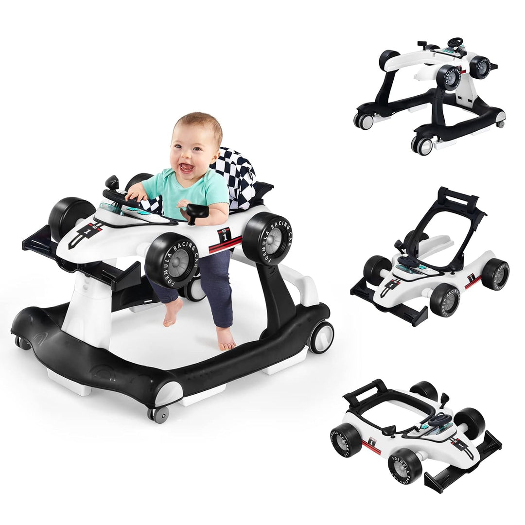 COSTWAY 4 in 1 Lauflernhilfe, Lauflernwagen klappbar mit einstellbarer Höhe & Geschwindigkeit, Baby