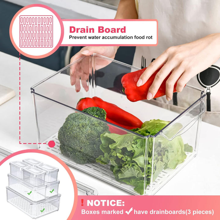 TWBEST Kühlschrank Organizer 8 Set,Kühlschrank-Organizer Mit Griff für Küche-Mit Deckel,Behälter für