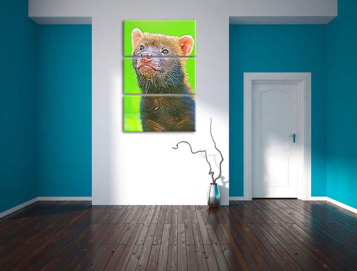 freches Frettchen Spezial 3-Teiler Leinwandbild 120x80 Bild auf Leinwand, XXL riesige Bilder fertig