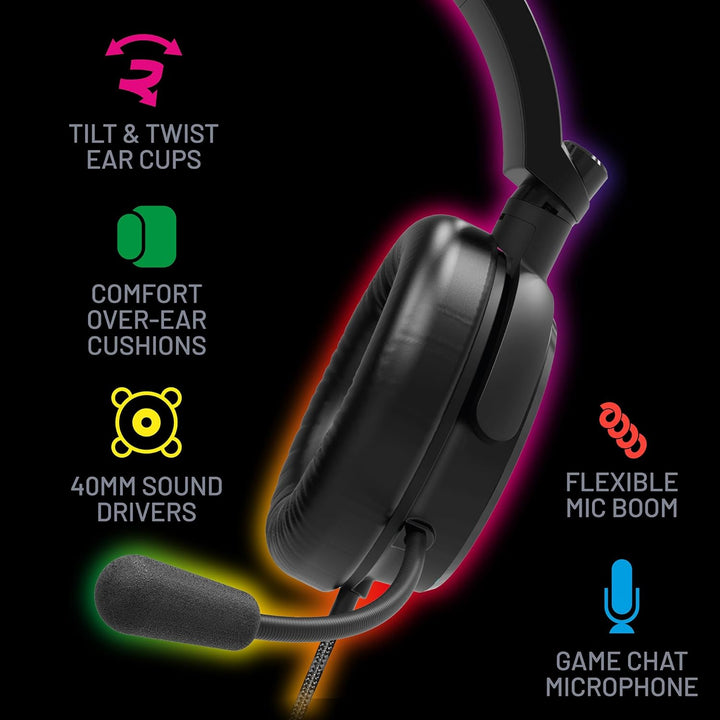 Stealth C6-100 LED Over Ear Gaming Headset PS4/PS5, Xbox, Nintendo Switch, PC mit flexiblem Mikrofon