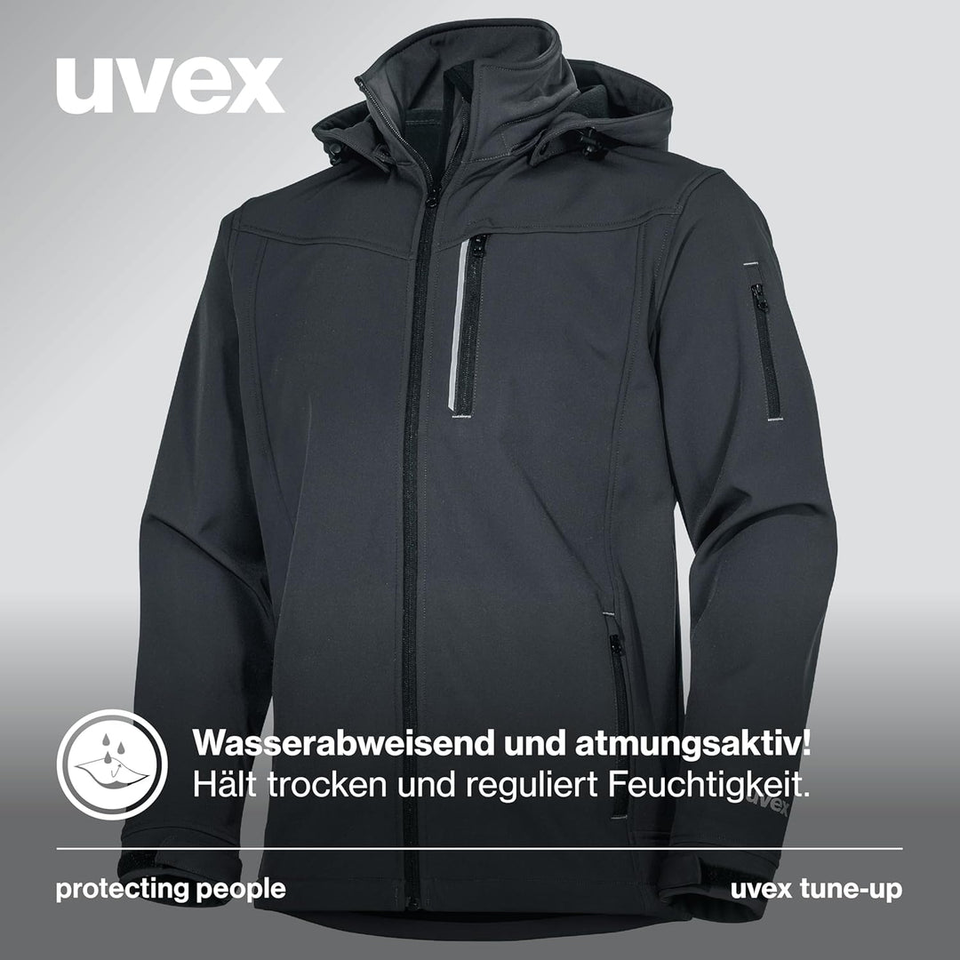 uvex tune-up Softshell-Arbeitsjacke - für Herren - Outdoorjacke XL Schwarz, XL Schwarz
