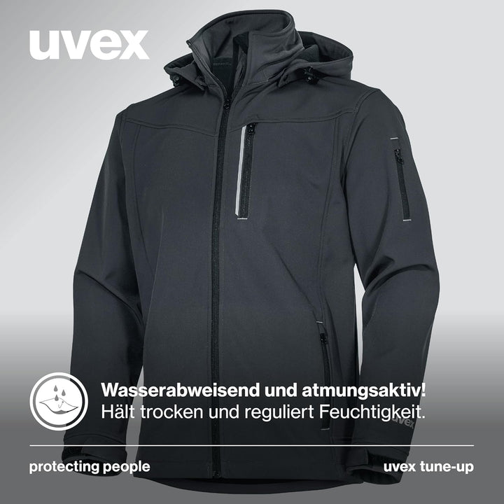 uvex tune-up Softshell-Arbeitsjacke - für Herren - Outdoorjacke XL Schwarz, XL Schwarz