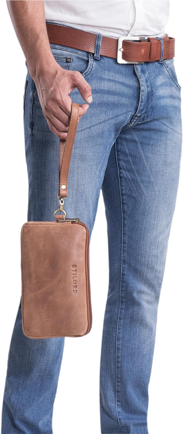 STILORD 'Richie' Handgelenktasche Leder Männer Kleine Herrenhandtasche mit Abnehmbarer Schlaufe Mode