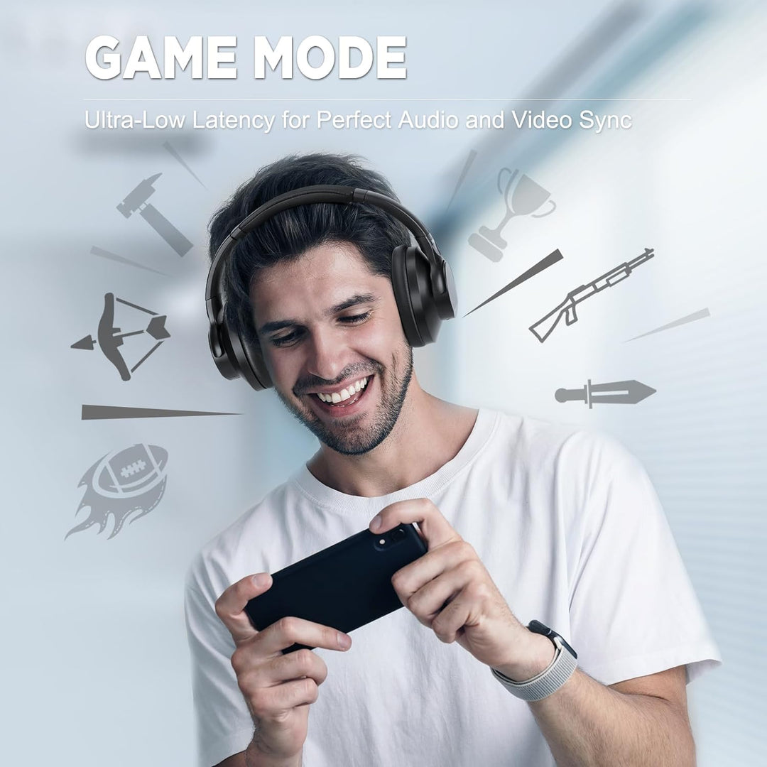TUINYO Kabellose Kopfhörer - Noise Cancelling Over Ear Bluetooth Kopfhörer mit 60H Spielzeit, Hi-Res