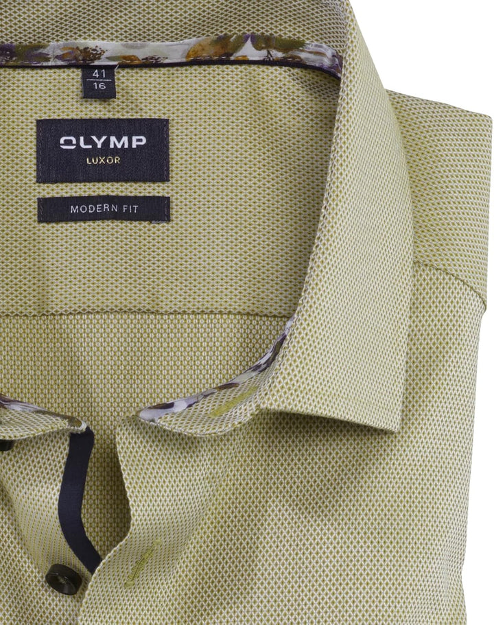 OLYMP Herren Businesshemd Kurzarm Luxor,Einfarbig,modern fit,Global Kent 41 Limone 44, 41 Limone 44