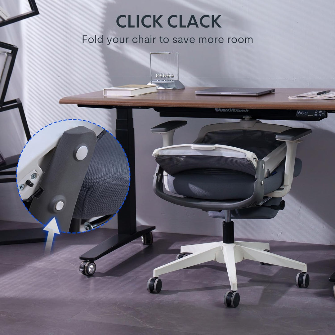 FLEXISPOT Ergonomischer Bürostuhl, Foldex, klappbarer Bürostuhl für Kleine Räume mit Lendenwirbelstü