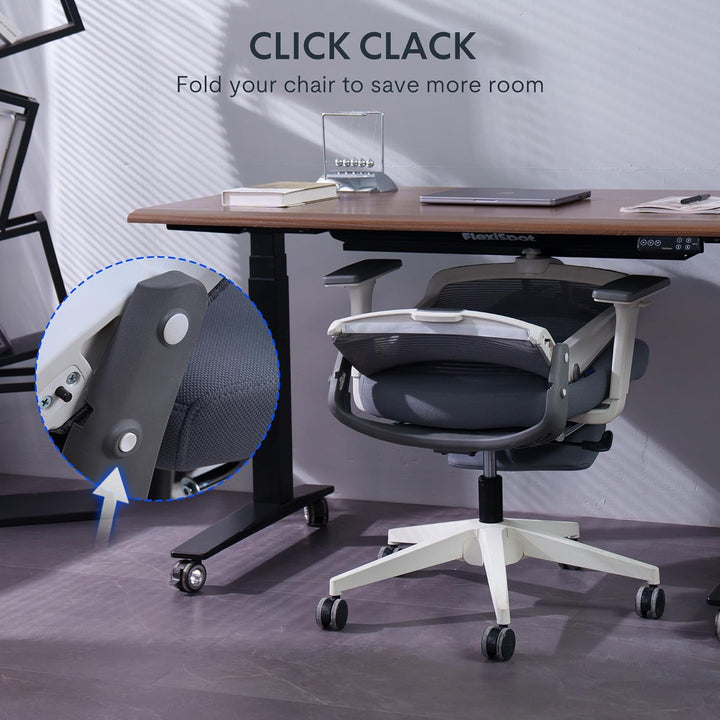FLEXISPOT Ergonomischer Bürostuhl, Foldex, klappbarer Bürostuhl für Kleine Räume mit Lendenwirbelstü