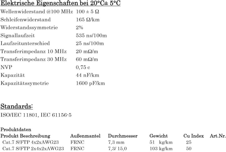 BIGtec CAT 7 Netzwerkkabel Verlegekabel LAN Kabel 50m weiss CAT7 PiMF S/FTP halogenfrei BauPVO Eca P