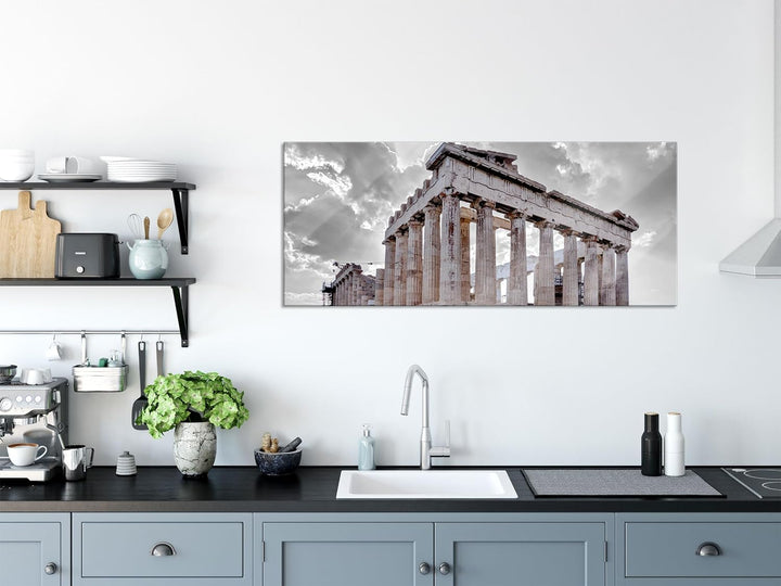 Glasbild Panorama | Wandbild aus Echtglas | Propyläe von Akropolis in Athen | 100x40 cm | inkl. Aufh