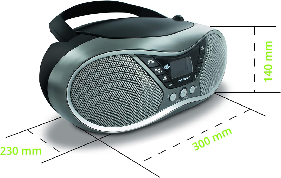 Metronic CD-Player Digital DAB/UKW/RDS, Grau/Schwarz, 477171 Black DAB+ Einzigartig, Black DAB+ Einz