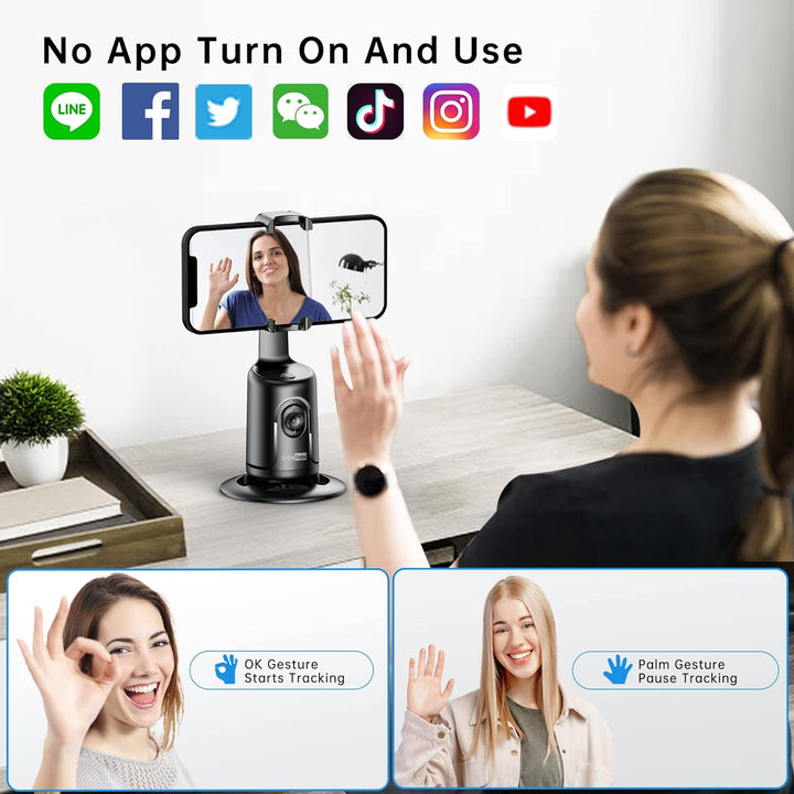 Auto Face Tracking Stativ, 360° Rotation Smart Telefonhalter, Keine App nötig, Gesicht Körper Selfie