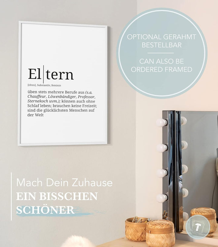 Papierschmiede® Definition: Eltern, DIN A1 (59x84 cm), XXL Poster für Wohnzimmer, Schlafzimmer, Küch