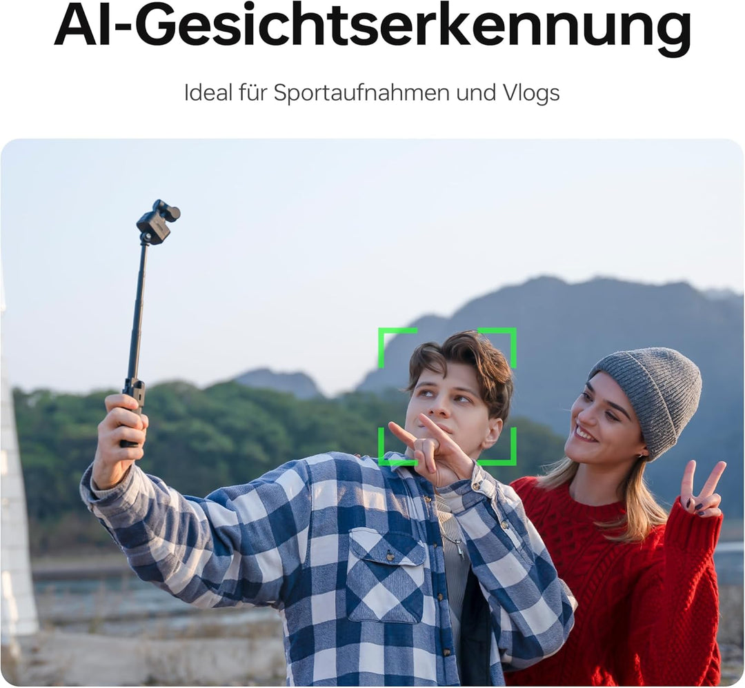 Feiyu Pocket 3 4K Vlog-Kamera mit 3-Achsen-Gimbal & kabelloser Fernbedienung – Inkl. Gesichtserkennu