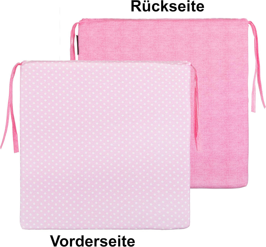 Brandsseller 4er Set Sitzkissen 40x40 cm mit Punkten – Bequeme Stuhlauflagen mit Bindebändern & abne