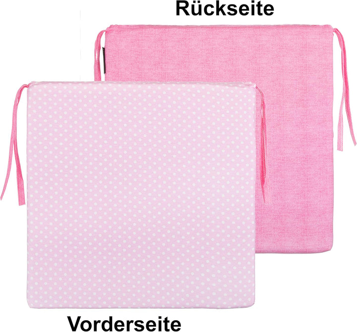 Brandsseller 4er Set Sitzkissen 40x40 cm mit Punkten – Bequeme Stuhlauflagen mit Bindebändern & abne