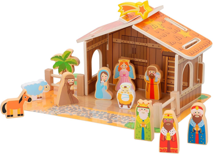 WOOMAX 46204 Weihnachtskrippe aus Holz, 20 Stück, 20 piezas, 20 piezas