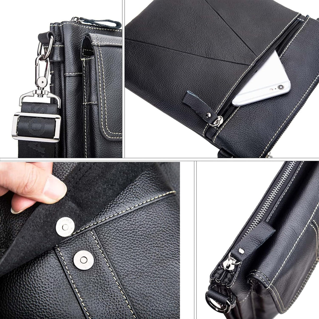 Business Herren-Umhängetasche Lässige Mode Leder Crossbody Tasche Multi-Tasche Tragbare Reisetasche