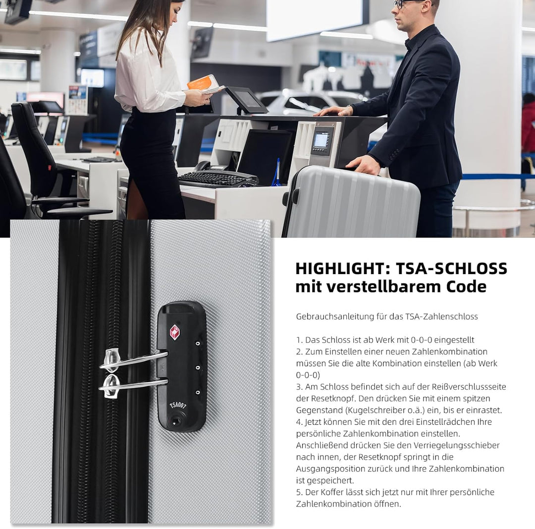 BEIBYE TSA-Schloss 2080 Zwillingsrollen 3 TLG. Reisekofferset Koffer Kofferset Trolley Trolleys Hart