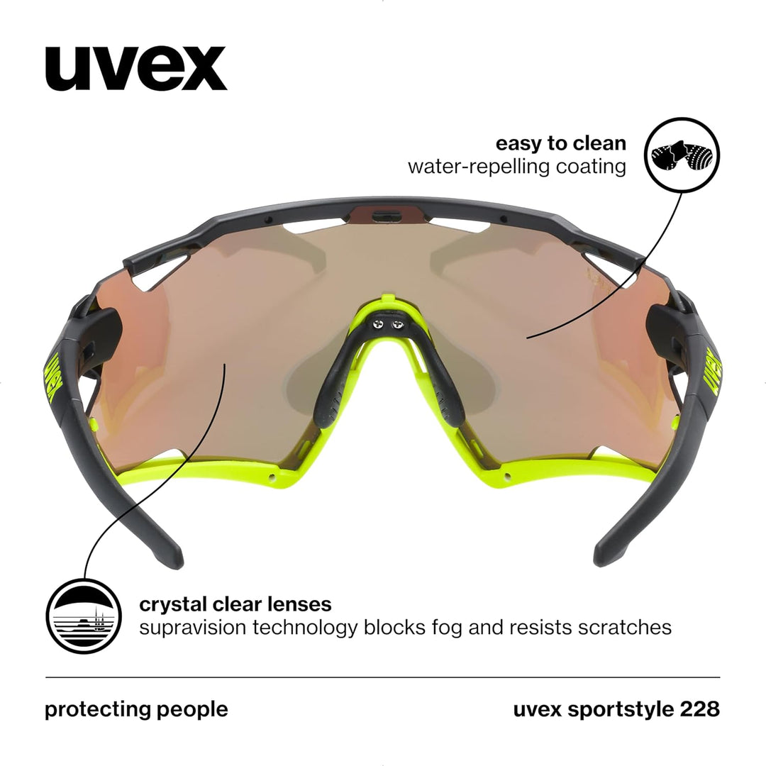 uvex sportstyle 228 - Sportbrille für Damen und Herren - 100% UVA-, B, C Schutz - abnehmbarer Rahmen