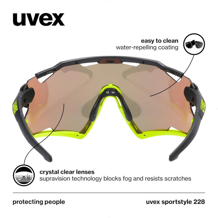 uvex sportstyle 228 - Sportbrille für Damen und Herren - 100% UVA-, B, C Schutz - abnehmbarer Rahmen