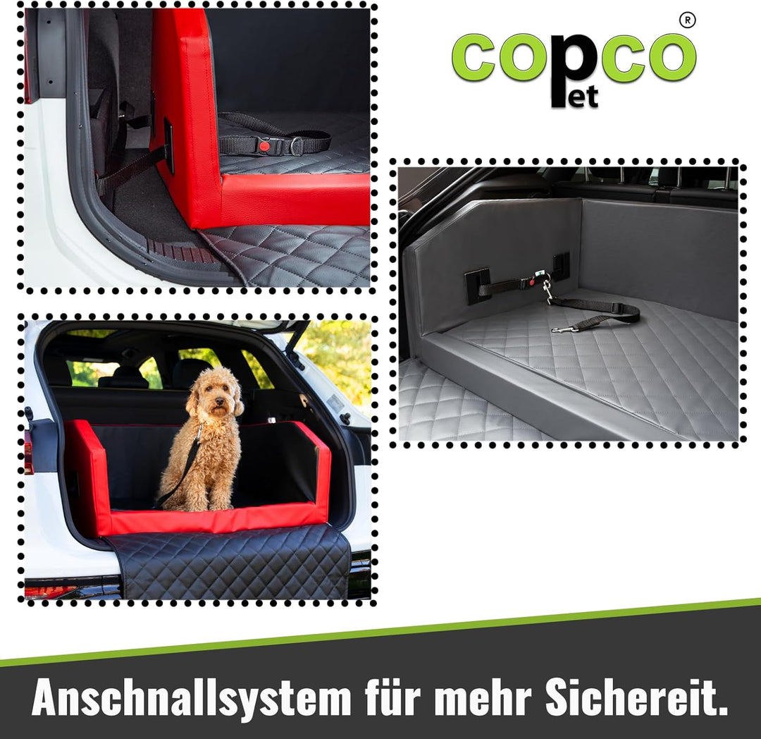 CopcoPet - Travel Bed Hundebett für Kofferraum 90x55x38cm Kunstleder - Kofferraumschutz Hund wassera