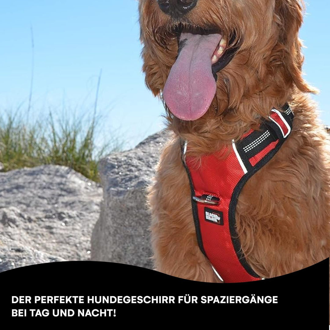 Black Rhino Hundegeschirr mit Netz gepolsterter Weste für kleine bis grosse Rassen, Verstellbar, Ref
