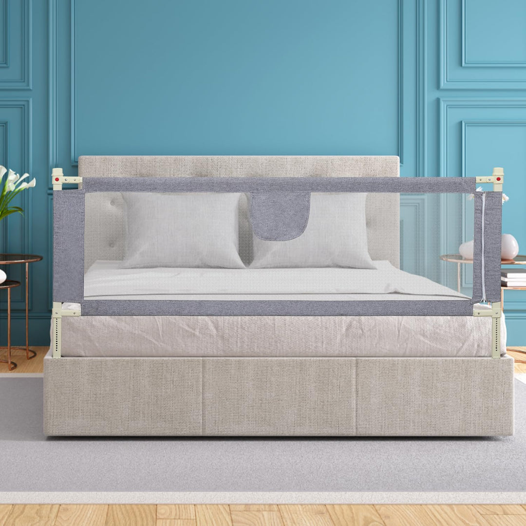 Tubiaz Bettgitter Rausfallschutz 2X 200cm+1x 180cm, Kinderbettgitter Höhenverstellbar 64-96cm, Betts