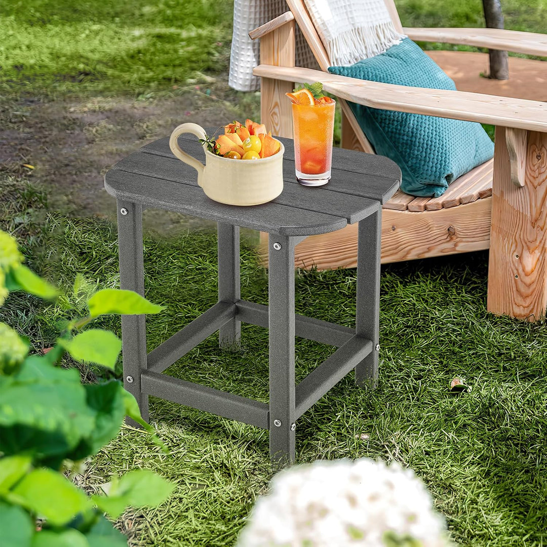 COSTWAY Beistelltisch Outdoor 2er Set, Gartentisch wetterfest aus HDPE, Kleiner Balkontisch, Kaffeet