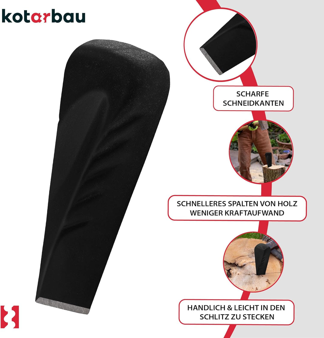 KOTARBAU® Drehspaltkeil Geschmiedet zum Spalten von Holz aus Stahl