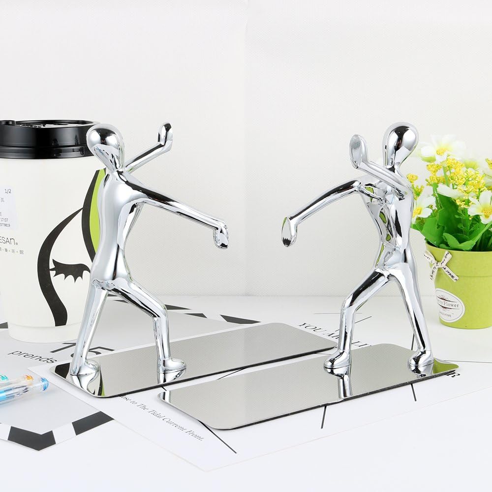 Kioneer Robuste Buchstützen aus Edelstahl, Schwerlast-Buchstützen,Kung Fu-Man, rutschfest, für Zuhau