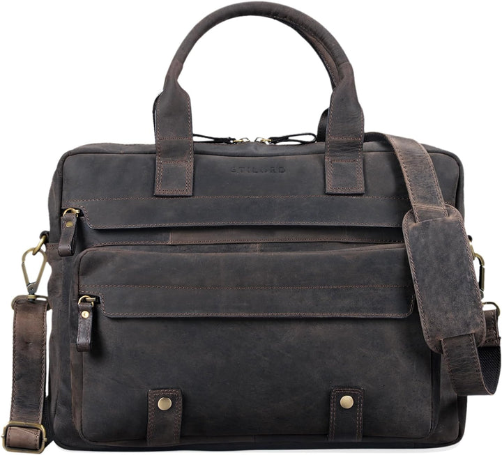 STILORD 'Leander' Umhängetasche Leder Gross Arbeitstasche Aktentasche Business Herren und Damen 15.6