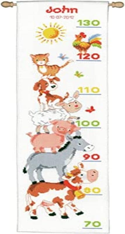 Vervaco Zählmuster Bauernhoftiere Zählmusterpackung-Stickpackung im gezählten Kreuzstich, Baumwolle,