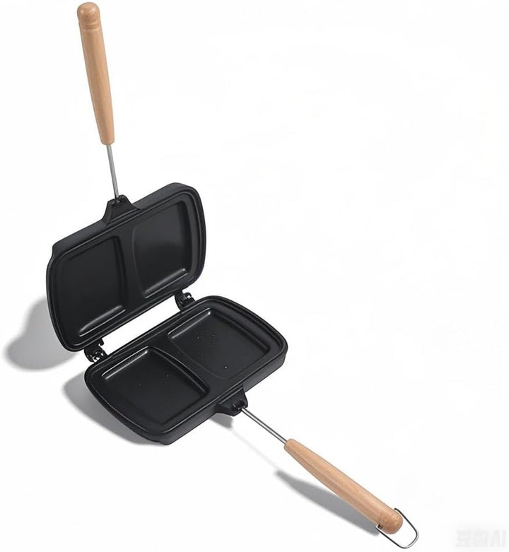 Natudeco Sandwichpfanne, antihaftbeschichtetes, doppelseitiges Braten, tragbarer Dual-Sandwich-Panin