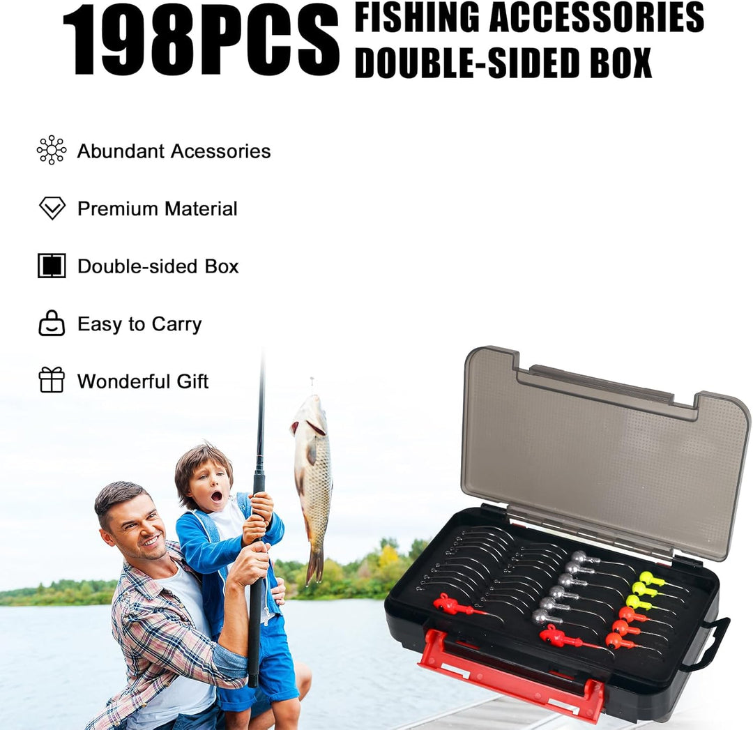 Leeko 198 Pcs Angelzubehör-Kit, Angeln Zubehör Tackle Box mit Tackle enthalten, Angelhaken, Angeln G