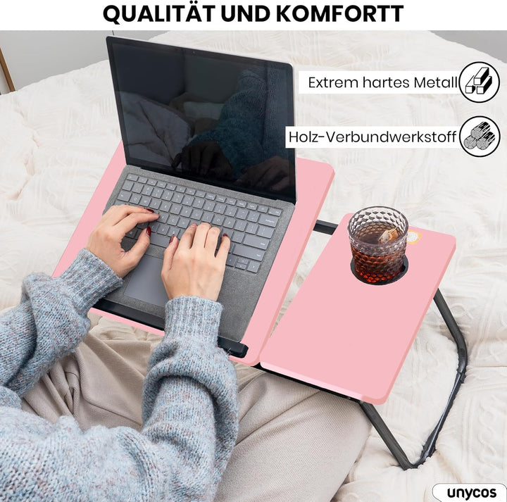 unycos - Klappbarer Laptoptisch - Multifunktionaler Betttisch, Ideal zum Essen, Arbeiten, Lesen, Sch