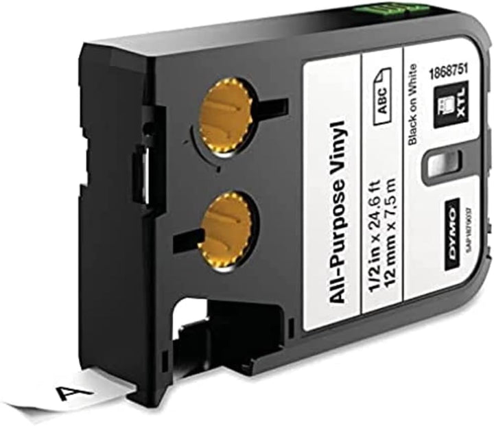 DYMO XTL Allzweck-Vinyletikett | 12 mm x 7 m | Schwarz auf Weiss Schwarz auf Wei? 12 mm x 7 m, Schwa