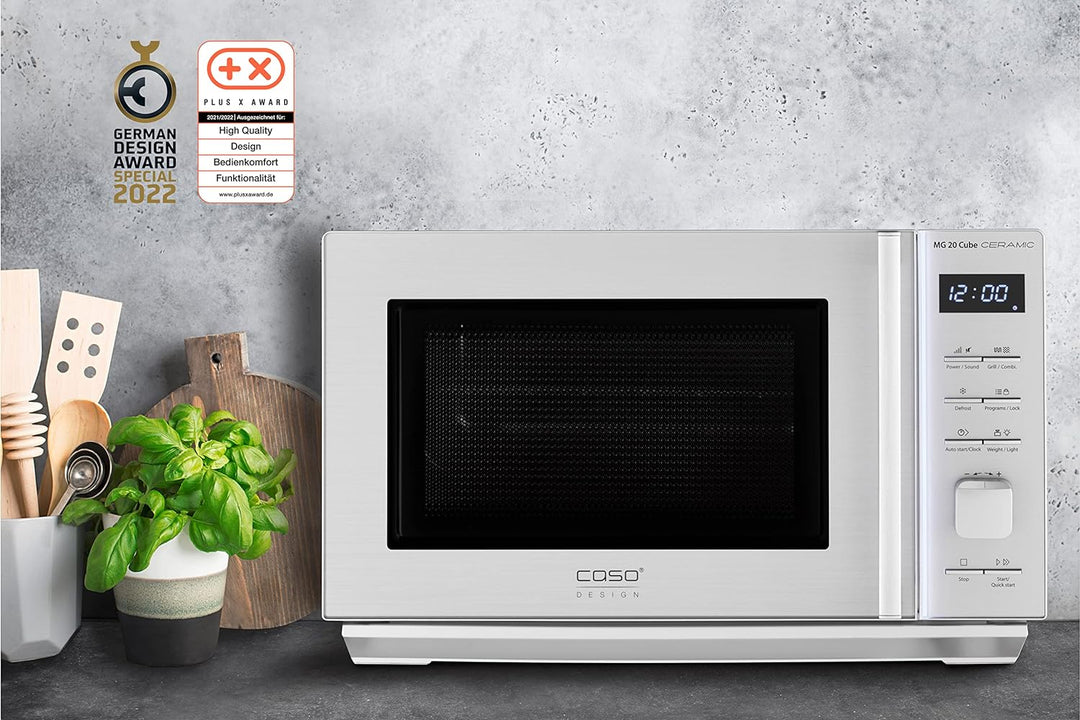 CASO MG 20 Cube Ceramic-Mikrowelle+Grill mit Keramikboden,kein Drehteller notwendig, Grillen auf 2 E
