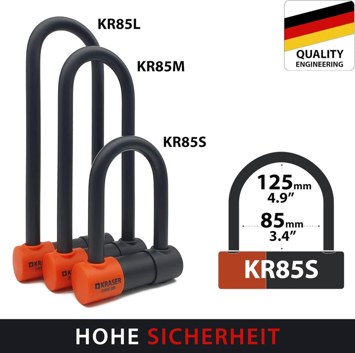 KRASER KR85S Anti-Diebstahl Motorrad Fahrradschloss Bügelschloss Vorhängeschloss U Homologiert SRA-S