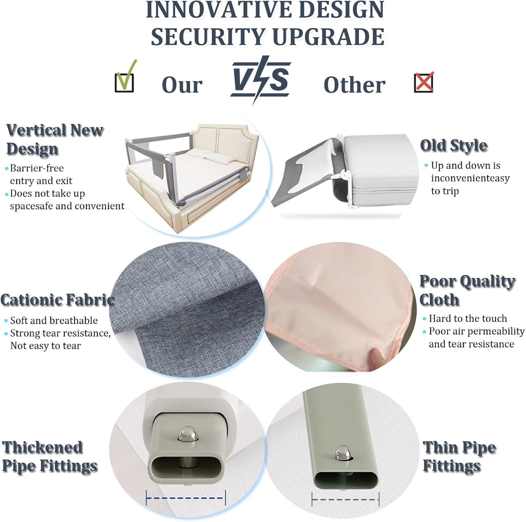 Sentasi Rausfallschutz Kinderbett 180CM, Rausfallschutz Bett Con Elevación Vertical, Baby Bettgitter