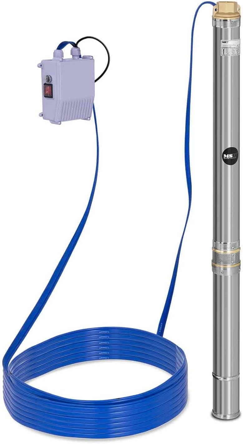 MSW Tiefbrunnenpumpe Tauchpumpe Brunnenpumpe MSW-SPP32-055 (Fördermenge max.: 3.800 l/h, 550 W, Förd