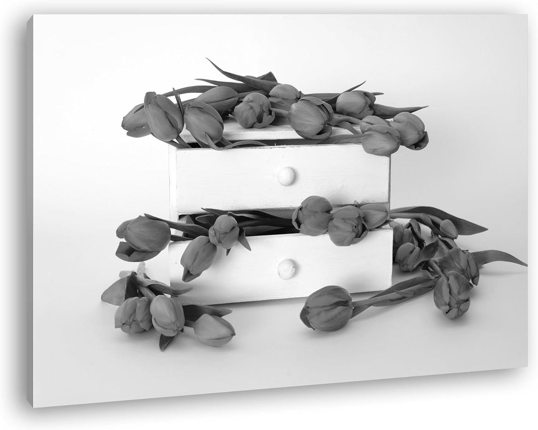 deyoli wild verstreute Tulpen Format: 80x60 Effekt: Schwarz/Weiss als Leinwand, Motiv fertig gerahmt