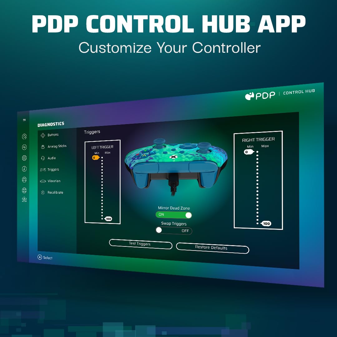 PDP REMATCH XBOX verkabelt Controller GLITCH Grün für Xbox Series X|S, Xbox One, Offiziell Lizenzier