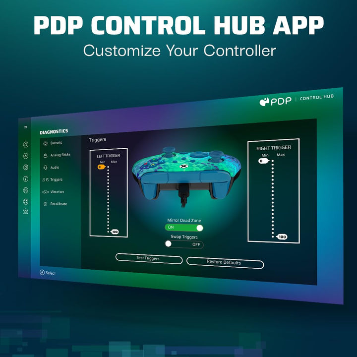 PDP REMATCH XBOX verkabelt Controller GLITCH Grün für Xbox Series X|S, Xbox One, Offiziell Lizenzier